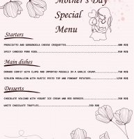 Special Menu at the Restaurant Maria. Mother's Day.